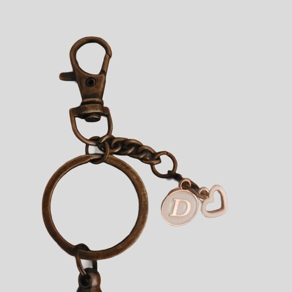 Beaded Handcrafted Initial "D" Keychain with heart charm. - Picture 3 of 4